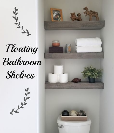 Floating Bathroom Shelves Shelves Behind Toilet, Floating Bathroom Shelves, Decorating Bathroom Shelves, Behind Toilet, Above Toilet, Shelves Above Toilet, Shelves Over Toilet, Bathroom Shelves Over Toilet, Bathroom Shelf Decor