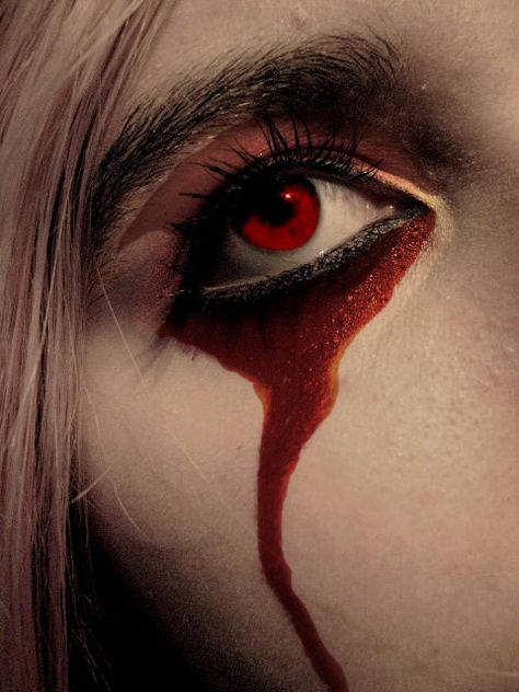 Vampire Tears by Nephan on DeviantArt Eye Bleed, Teardrop Makeup, Blood Makeup, Blood Tears, Makeup Themes, Fx Makeup, Dark Makeup, Halloween Make Up, Maquillage Halloween