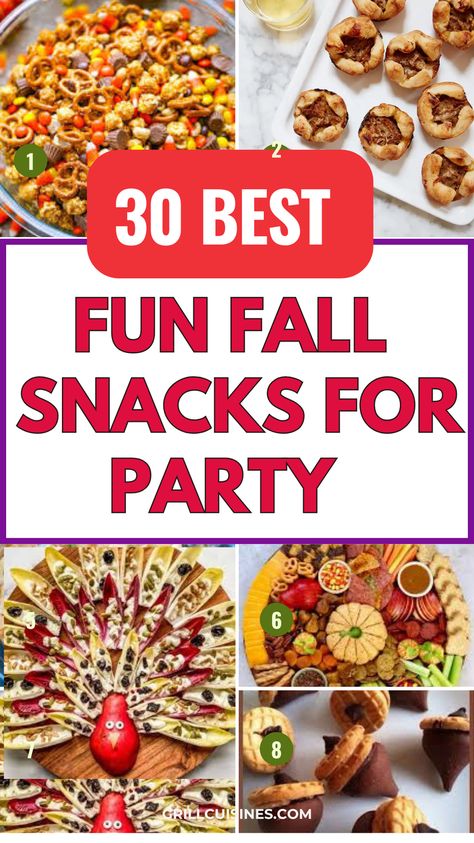 Quick and easy fall snacks and autumn sweet treats for a crowd!The best Fall Themed Snacks, sweets and salty snacks for a crowd, movie night, after school, Halloween or Thanksgiving potlucks, or football game day, fall bonfire food.
 Party Snacks For A Crowd, Bonfire Food Ideas, Fun Fall Snacks, Snacks For A Crowd, Treats For A Crowd Easy Fall Snack Recipes, Get Together Snacks, Fall Bonfire Food, Party Snacks For A Crowd, Bonfire Food Ideas, Fun Fall Snacks, Fall Themed Snacks, Bonfire Party Food, Snack Foods For Party