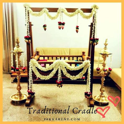 Teak wood cradle rent / hire Hyderabad Cylinder Cake, Seemantham Decoration, Cradle Decoration, Baby Naming Ceremony, Backdrop Rental, Naming Ceremony Decoration, Indian Baby Showers, Reception Stage Decor, Wooden Cradle