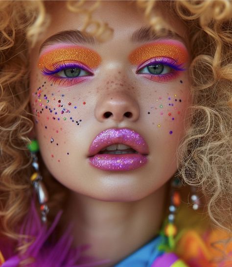 90s Rave Makeup, Rave Makeup Looks, 90s Rave, Neon Makeup, Rave Makeup, Colorful Dress, School Makeup, Creative Eye Makeup, Creative Eye