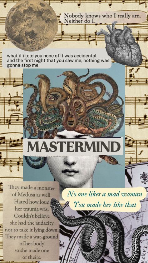 #medusa #taylorswift #folklore #music #books #vintage #art Medusa Poster, Mad Women, Books Vintage, Music Books, She Likes, Create Collage, Creative Play, Music Art, First Night