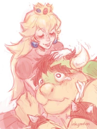 Bowser X Peach Matching Pfp, Princess Peach And Bowser Fanart, Bowser And Peach In Love, Bowser X Peach Fan Art, Bowser Fanart, Mario Princesses, Princess Toadstool, Mario Fan Art, Mario Stuff