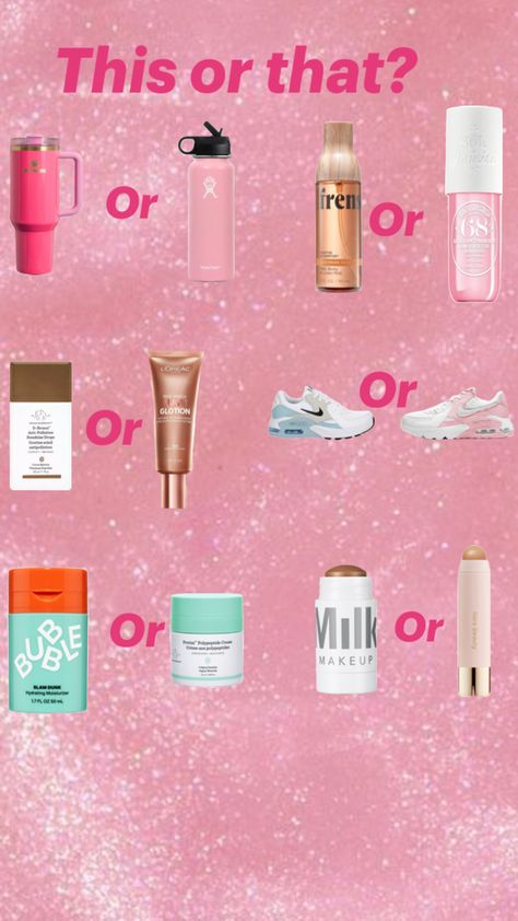 This or that what would you choose? Please feel free to leave a comment and like and follow:) Preppy Makeup, Preppy Inspiration, Cheer Outfits, Fun Sleepover Ideas, Basic Skin Care Routine, Sleepover Activities, Things To Do When Bored, Cute Nike Shoes, Skin Care Items