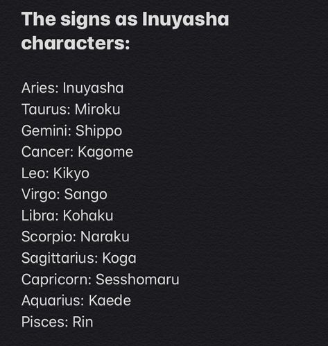 Inuyasha Characters, Sagittarius Gemini, Aries Leo, Astrology Zodiac, Inuyasha, Zodiac Signs, Astrology, Cards Against Humanity, Signs