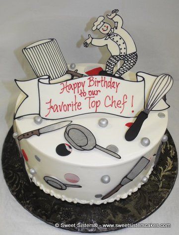 Happy birthday to the one who loves to cook! #desserts #cakes #birthdaycake #chefs #cooking #happybirthday #SweetSisters Chefs Cake Design, Chef Cake Design Birthdays, Chef Cake Ideas Birthdays, Kitchen Theme Cake, Chef Cake Design, Happy Birthday Chef, Cook Desserts, Art Birthday Cake, Birthday Cake Write Name