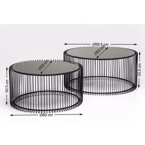 Coffee Table Wire Black (2/Set) - KARE Design Plant Stand Decor, Black Round Table, Retro Lounge, Shabby Chic Sofa, Welded Furniture, Diy Welding, Metal Furniture Design, Sofa Side Table, Modern Side Table