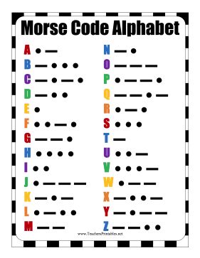 Learn the basic letters in Morse Code with this printable dot and dash classroom chart. Free to download and print Morris Code, Teacher Binder Organization, Free Teacher Printables, Morse Code Words, Poem Template, Sign Up Sheets, Classroom Charts, Coded Message, Hebrew Language