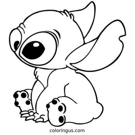 Adorable Stitch Coloring in PDF - Coloringus Stitch Coloring, Stitch Coloring Pages, Easy Disney Drawings, Love Coloring Pages, Stitch Drawing, Lilo Et Stitch, Lilo Y Stitch, Disney Colors, Stitch And Angel