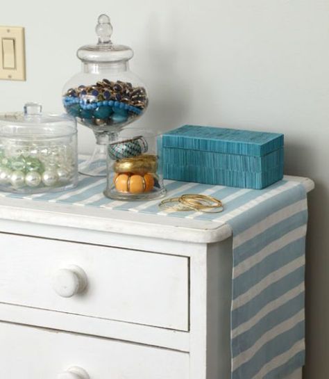 Empty Your Jewelry Box Runner On Dresser, Dresser Top Organization Ideas, Dresser Runner, Polka Dot Pillow, Gallon Of Paint, Beautiful Dresser, Dresser Top, Bedroom Decor Ideas, Bedroom Dressers