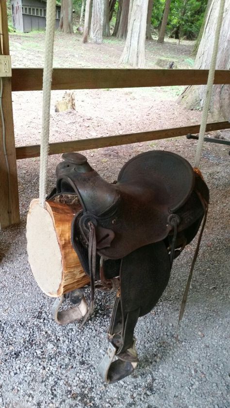 Old Saddle Decor Ideas, Saddle Decor, Saddle Room, Saddle Chair, Tire Swing, Kids Outdoor Play, Equestrian Decor, Backyard Playground, Horse Decor