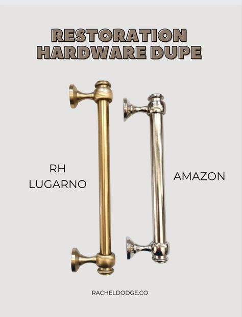 Restoration Hardware cabinet hardware Lugarno dupe from Amazon! Cabinet Hardware, cabinet pull, brass hardware, chrome hardware, nickel hardware, pulls, Amazon finds, budget finds, kitchen hardware, home decor, deal finder, dupe, home decor Amazon Cabinet, Restoration Hardware Cabinet, Restoration Hardware Kitchen, Restoration Hardware Style, Hampton Style, Hardware Pulls, Farmhouse Kitchen Design, Cottagecore Style, Modern Beach House