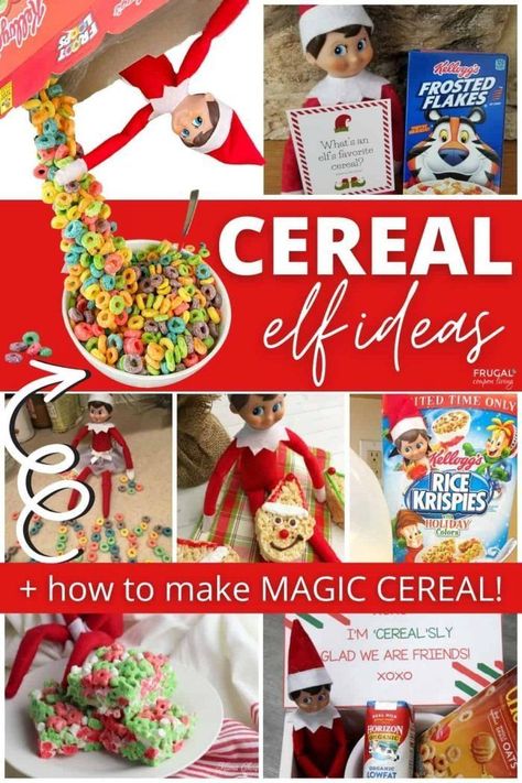 Cereal is such a fun Elf on the Shelf prop. Have fun with these funny Elf on a Shelf ideas using cereal as well as this really cool elf pouring magical cereal box. Create this Elf on the Shelf Cereal Box Craft to look like Levitating Elf + Cereal. How to make this fun Elf on the Shelf Cereal Trick in 30 minutes using pipe cleaners and hot glue. Keep it low cost with Dollar Tree Elf on the Shelf props & supplies. Elves on the Shelves #ElfonaShelf #ScoutElvesatPlay #FrugalCouponLiving Elf On The Shelf Cheerios, Elf Cereal Ideas, Elf On The Shelf Magic Trick, Elf On The Shelf Cereal Ideas, Funny Elf On A Shelf, Elf On The Shelf Cereal, Dollar Tree Elf, Dollar Tree Elves, Elf On The Shelf Props