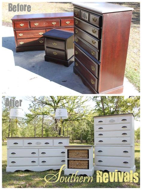 painted Bedroom Furniture makeover Dresser Makeover Diy, Real Estat, Diy Casa, Creation Deco, Refurbished Furniture, Redo Furniture, Furniture Makeover Diy, Repurposed Furniture, Refinishing Furniture