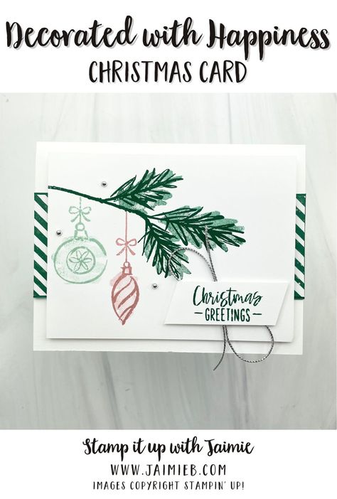 Decorated With Happiness Stamp Set, Stampin Up Decorated With Happiness, Decorated With Happiness, Papercraft Christmas Cards, Stampin Up Card, Create Christmas Cards, Simple Christmas Cards, Christmas Card Set, Christmas Thank You