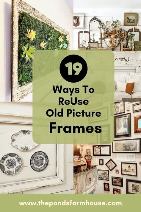 Repurpose Picture Frames Diy, Repurpose Picture Frames, Upcycle Frames, Upcycled Decor, Empty Picture Frames, Picture Frame Crafts, Unique Gallery Wall, Antique Picture Frames, Old Picture Frames