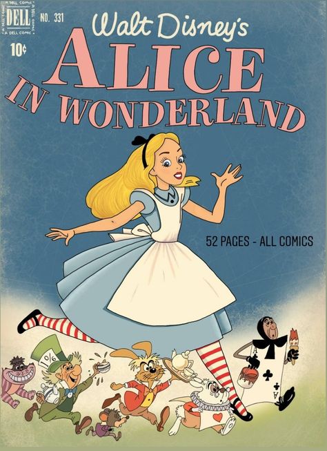 Vintage Disney Posters, Old Posters, Alice In Wonderland Poster, Grafika Vintage, Dell Comic, Alice In Wonderland Aesthetic, Comic Poster, Images Kawaii, Disney Posters