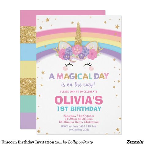 Unicorn Birthday Invitation 1st Birthday Party. #ad #firstbirthdayinvitation Unicorn 4th Birthday Party, Rainbow Unicorn Birthday Invitations, Rainbow Unicorn Birthday Party, Invitation 1st Birthday, Unicorn Party Invites, Unicorn Birthday Invitation, Rainbow Birthday Invitations, Unicorn Birthday Party Invitation, Rainbow Unicorn Birthday