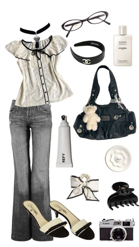 chanel girl outfit🩶 #outfitinspo #chanel #chanelitgirl #itgirl #coquette #coquettegirl #coquetteaesthetic #outfitideas #outfitinspiration #fashion #fashioninspo #ootd Chanel Girl, 일본 패션, Downtown Outfits, 2000s Fashion Outfits, Swaggy Outfits, Really Cute Outfits, 가을 패션, Girly Outfits, Visual Kei