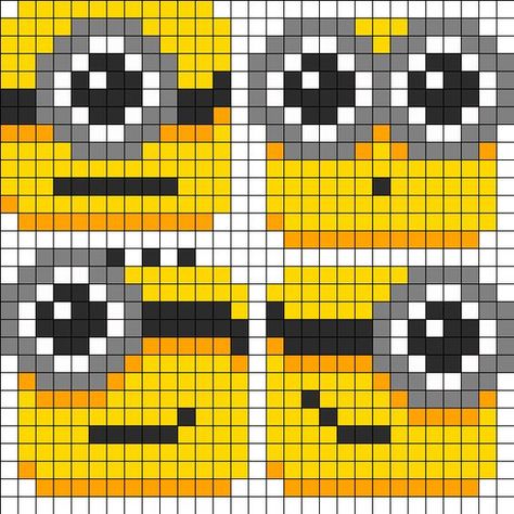 Minion Pattern, Modele Pixel Art, Fuse Bead Patterns, Pony Bead Patterns, Motifs Perler, Pixel Crochet, Kandi Patterns, Pola Kristik, Iron Beads