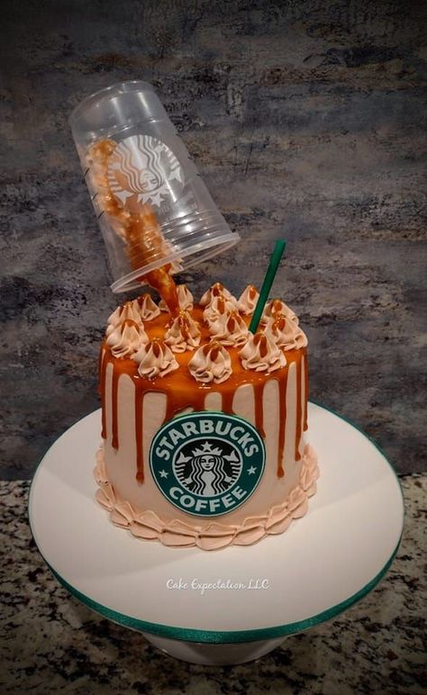 Coffee Theme Cake Ideas, Coffee Theme Cake, Coffee Themed Cake, Starbucks Wallpaper, Starbucks Cake, Starbucks Birthday, Starbucks Drinks Diy, Cinderella Cake, Coffee Queen