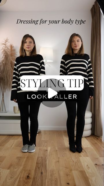 Mag • Styling Tips • Fashion Hacks • Versatile Clothing on Instagram: "Comment “𝐭𝐚𝐥𝐥 ” to get a free guide full of tips on “how to look taller and slimmer” 🌸🌸🌸
.
👉 must following BEFORE commenting or IG won’t send the dm properly!
.
✨if you having a moment when you want to look taller here are 3 easy tips:

1. 𝐌𝐚𝐭𝐜𝐡 𝐒𝐡𝐨𝐞 𝐂𝐨𝐥𝐨𝐫 𝐭𝐨 𝐏𝐚𝐧𝐭𝐬
 🌸How to apply: For dark pants (black, navy), pair with black or dark shoes. For lighter pants (beige, white), go for nude or light-colored shoes. A great option is to choose shoes with a small kitten heel and pointed toes, as both styles further lengthen the appearance of your legs. The slight heel adds height without sacrificing comfort, and pointed toes visually extend the leg line.
2. 𝐓𝐮𝐜𝐤 𝐢𝐧 𝐘𝐨𝐮𝐫 𝐒𝐰𝐞𝐚𝐭𝐞𝐫
 ? Black Pants Beige Sweater, Look Taller And Slimmer, Dark Shoes, Small Kitten, Colored Shoes, Versatile Clothing, Small Kittens, Colorful Shoes, Fashion Hacks