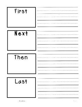 Sequencing Graphic Organizer, Transition Words Anchor Chart, First Next Then Last, Summary Worksheet, Procedure Writing, Sequence Writing, First Grade Reading Comprehension, Handwriting Lines, Primary Writing