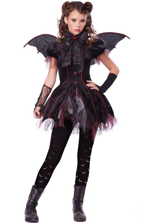 Victorian Vampiress Tween Costume #Halloween #costumes #vampires Scary Kids Costumes, Girls Vampire Costume, Vampire Costume Diy, Easy College Halloween Costumes, Vampire Halloween Costume, Scary Kids, Vampire Costumes, Kids Costumes Girls, Holloween Costume