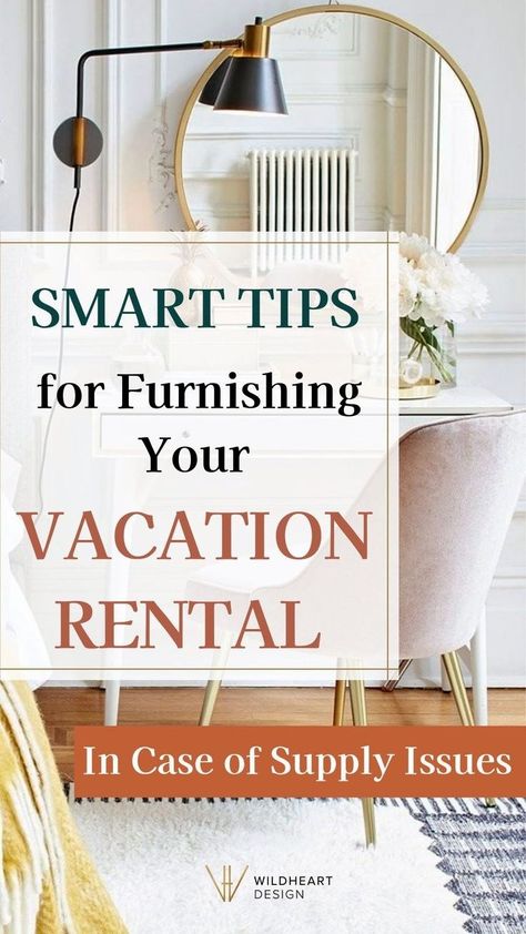 Smart Tips for Furnishing Your Vacation Rental (In Case of Supply Issues) I You need to furnish your Airbnb or vacation rental, and you need to do it FAST. So what's the best approach when you're in a hurry, or nothing's in stock? These Airbnb furnishing tips for hosts will help you start planning and shopping for furniture. Learn how to overcome stock shortages and furnish your vacation rental without stress! Airbnb Furnishing, Decorate Airbnb, Airbnb Host Tips, Host Tips, Vacation Rental Host, Rental Decorating Tips, Kitchen Bathroom Remodel, Cool Curtains, Rental Decorating