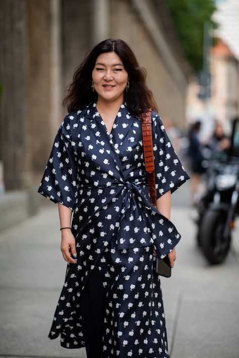 How to Wear a Wrap Dress Over Pants | POPSUGAR Fashion Dress Over Jeans, Dress Over Pants, Wrap Front Dress, Wrap Dresses, Popsugar Fashion, Street Style Trends, Dress Images, Street Style Summer, I Want To Be