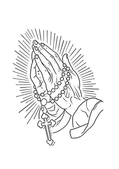 Praise Hands Tattoo, Pray For Me Tattoo, Tat Stencils, Praying Hands With Rosary, Religous Tattoo, Idaho Winter, Memorial Tattoo Ideas, Praying Hands Tattoo, Ma Tattoo