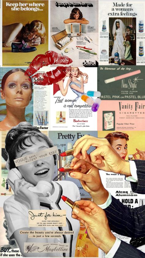 expectations of women #femisnist #vintage #makeup #society Womens Expectations Art, Female Empowerment Moodboard, Feminist Collage, Expectations Of Women, Feminist Punk, Boutique Hub, Heat Map, Vintage Makeup, Woman Illustration