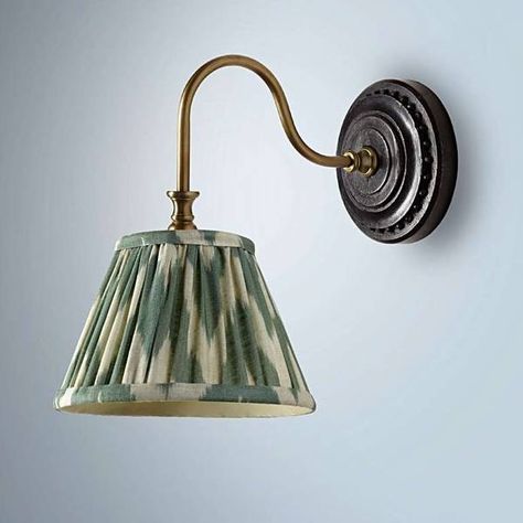 'Pooky has a huge variety at very good prices.' - [link url="https://rosannabossom.co.uk/"]Rosanna Bossom[/link]  [i]18cm straight empire wall light in eau-de-nil linen ikat with drake wall fitting fitting in wood and brass, £77, from Pooky[/i]  [button url="https://www.pooky.com/wall-lights/18cm-straight-empire-wall-light-in-eau-de-nil-linen-ikat-with-drake-wall-fitting-fitting-in-wood-and-brass#conf.12=1293&conf.13=34"]Shop now[/button] Wall Lights Uk, Best Bathroom Lighting, Wall Light Fittings, Adjustable Wall Light, Wall Light Shades, Bathroom Lights, Bedside Wall Lights, Pooky Lighting, Bathroom Pendant