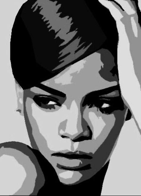 Pop Art Black And White, Rihanna Art, Pop Art Photography, Pop Art Face, Arte Pin Up, Wpap Art, Monochromatic Art, Pop Art Drawing, Pop Art Illustration