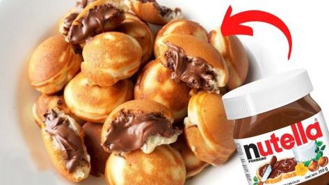 Easy Nutella-Filled Mini Pancake Bombs Recipe | DIY Joy Projects and Crafts Ideas Nutella Pancakes, Make Pancakes, Diy Joy, Bombe Recipe, Mini Pancakes, Small Bites, Pancake Recipe, Snack Time, Melted Butter