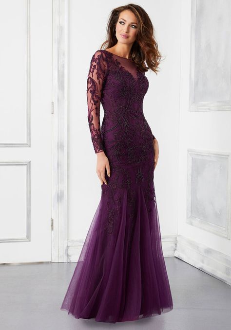 Sheath Evening Gown with Intricate Beading and Embroidery on Soft Net Mothers Gowns, Mori Lee, Evening Gowns Elegant, Bride Gowns, York Dress, Pleated Bodice, Groom Dress, Formal Gowns, Designer Wedding Dresses