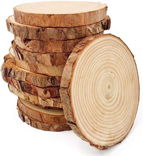 Amazon.com: William Craft Unfinished Natural Wood Slices 12 Pcs 3.5-4 inch Craft Wood kit Circles Crafts Christmas Ornaments DIY Crafts with Bark for Crafts Rustic Wedding Decoration (3.5-4inch) Crafts Christmas Ornaments, Wood Slice Centerpieces, Wedding Christmas Ornaments, Diy Crafts Christmas, Rustic Wedding Table Decor, Wood Cookies, Circle Crafts, Rustic Wedding Table, Craft Wood