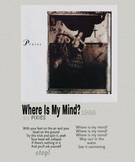 The Pixies Where Is My Mind Album Cover, The Pixies Where Is My Mind, Where Is My Mind Poster Pixies, Pixies Album Cover, Pixies Band Poster, Where Is My Mind Tattoo Pixies, Pixies Band Aesthetic, Where Is My Mind Wallpaper, The Pixies Poster