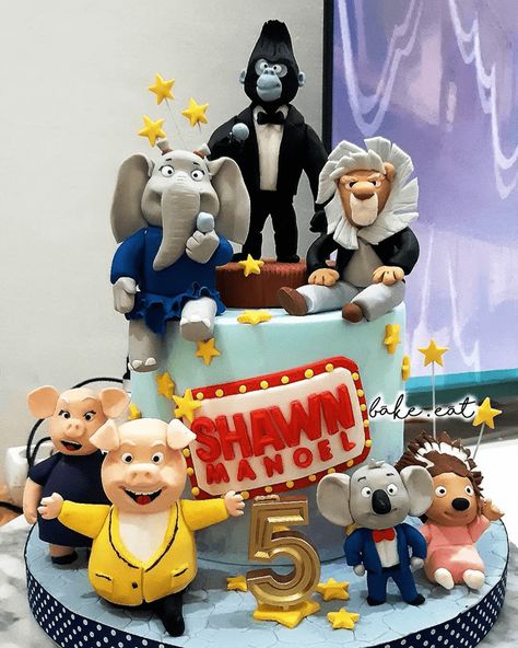 Sing Movie Theme Cake Ideas Images (Birthday Cake Pictures) Sing Birthday Cake, Movie Birthday Cake, Movie Theme Cake, Movie Cake, Sing Movie, Johnny Cake, Movie Cakes, 5th Birthday Cake, Marvel Cake