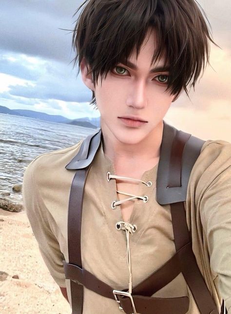 Cosplay Makeup Anime, Levi Ackerman Cosplay, Eren Jaeger Cosplay, Cosplay Poses, Makeup Anime, Aot Cosplay, Poses Male, Levi Cosplay, Anime Eye Makeup