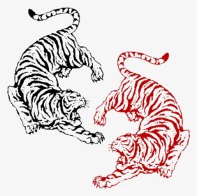 Bengal Tiger Tattoo Design, Chinese Tiger Tattoo Design, Chinese Tiger Tattoos, Hindu Tiger Tattoo, 2 Tigers Back Tattoo, Red And Black Tiger Tattoo, Tiger Sun Tattoo, Two Tigers Back Tattoo, Double Tiger Tattoo