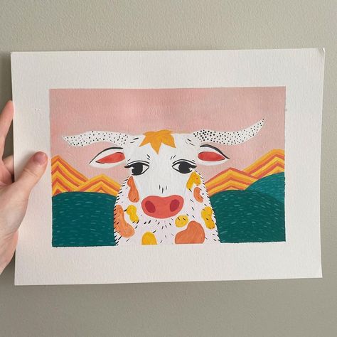 @chromink on Instagram: “Had so much fun painting this one. I think I’m going to do a series of funky cows because I want moooo-re (see what I did there?) ...I’ll…” Cow Art, Retro Art, A Series, I Want, Cow, On Instagram, Quick Saves, Color, Instagram