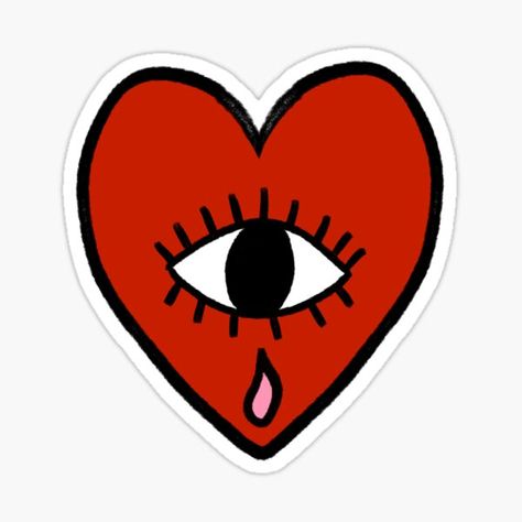 a funky little crying heart :) • Millions of unique designs by independent artists. Find your thing. Graphic Heart Design, Heart With Eyes Drawing, Hearts With Eyes, Drippy Heart, Heart Graphic Design, Heart With Eyes, Crying Heart, Heart Eye, Retro Heart