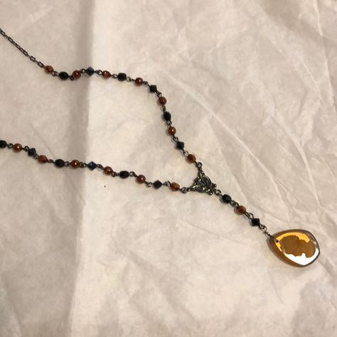 Long Beaded Necklace Made Of Dark Orange And Black Beads With A Charm Of A Portrait. Worn Once, Still Looks Brand New. Accepting Nearly All Offers :) Brown Beaded Necklace, Jewelry Antique, Long Beaded Necklace, Dark Orange, Black Beads, Orange Black, Antique Jewelry, Beaded Necklace, Beads