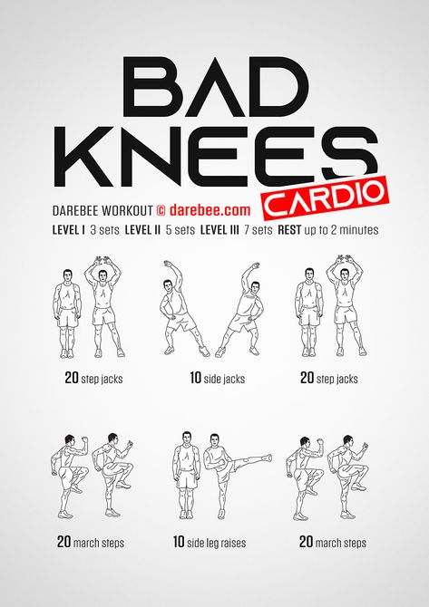 Bad Knee Workout, Hiit Workout Routine, Knee Strengthening Exercises, How To Strengthen Knees, Power Workout, Knee Pain Exercises, Bad Knees, Latihan Yoga, Cardio Workout At Home