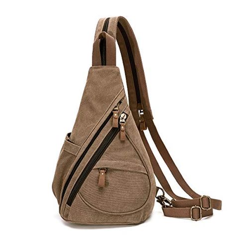 Canvas Sling Bag - Small Crossbody Backpack Shoulder Casual Daypack Rucksack for Men Women Outdoor Cycling Hiking Travel (6881-Brown). For product & price info go to: https://all4hiking.com/products/canvas-sling-bag-small-crossbody-backpack-shoulder-casual-daypack-rucksack-for-men-women-outdoor-cycling-hiking-travel-6881-brown/ Canvas Sling Bag, Sling Bag For Men, Crossbody Backpack, Shoulder Sling, Multipurpose Bag, Beige Bag, Small Backpack, Small Crossbody, Chest Bag