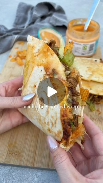 Fold Over Wraps Recipes, Nacho Beef Folded Wrap, Tortilla Fold Wrap, Folded Wrap Recipes, Mexican Wraps Recipes, Tacos Recipes Beef, Folded Wraps, Nacho Cheese Dip, Taco Beef