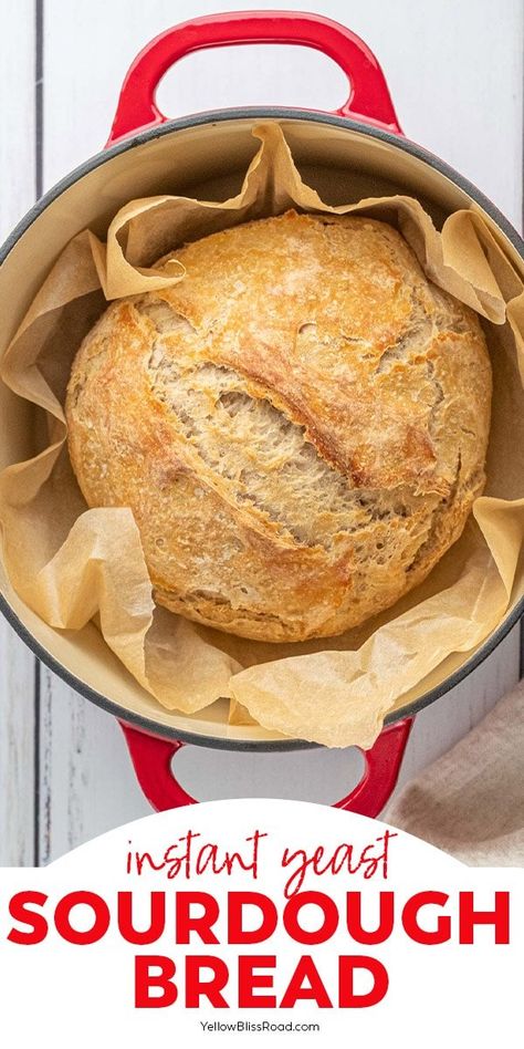 Sourdough Bread with Instant Yeast Bread With Instant Yeast, Easy Sourdough Bread, Easy Sourdough Bread Recipe, Recipes With Yeast, Yeast Starter, Making Sourdough Bread, Dutch Oven Bread, Easy Sourdough, Homemade Sourdough Bread