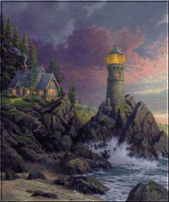 Puzzle Lights, Thomas Kinkade, 3d Christmas, 1000 Piece Jigsaw Puzzles, Beautiful Landscapes, Jigsaw Puzzle, Jigsaw Puzzles, Animated Gif, Lighthouse