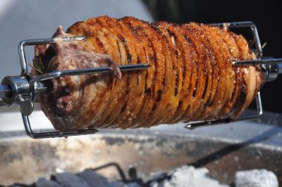 Fire and Food: Spit Roasted Pork Belly Kamado Joe Recipes, Grilled Pork Tenderloin Recipes, Roasted Pork Belly, Bbq Spit, Pork Crackling, Bbq Rotisserie, Rolled Roast, Parents In Law, Spit Roast